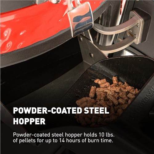 Kamado Joe Pellet Joe Grill, Classic Joe, 18-inch Ceramic Wood Pellet Grill and Smoker with Cart, Side Shelves, Stainless Steel Grates and 250 Cooking Square Inches in Red, Model KJ15260020