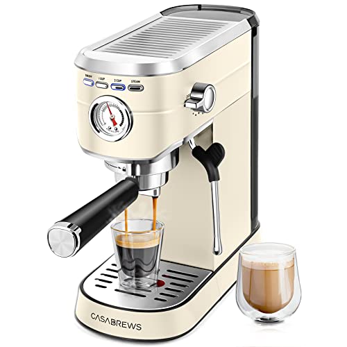 CASABREWS Espresso Machine 20 Bar, Professional Espresso Maker with Milk Frother Steam Wand, Compact Coffee Machine with 34oz Removable Water Tank for Cappuccino, Latte, Gift for Dad or Mom