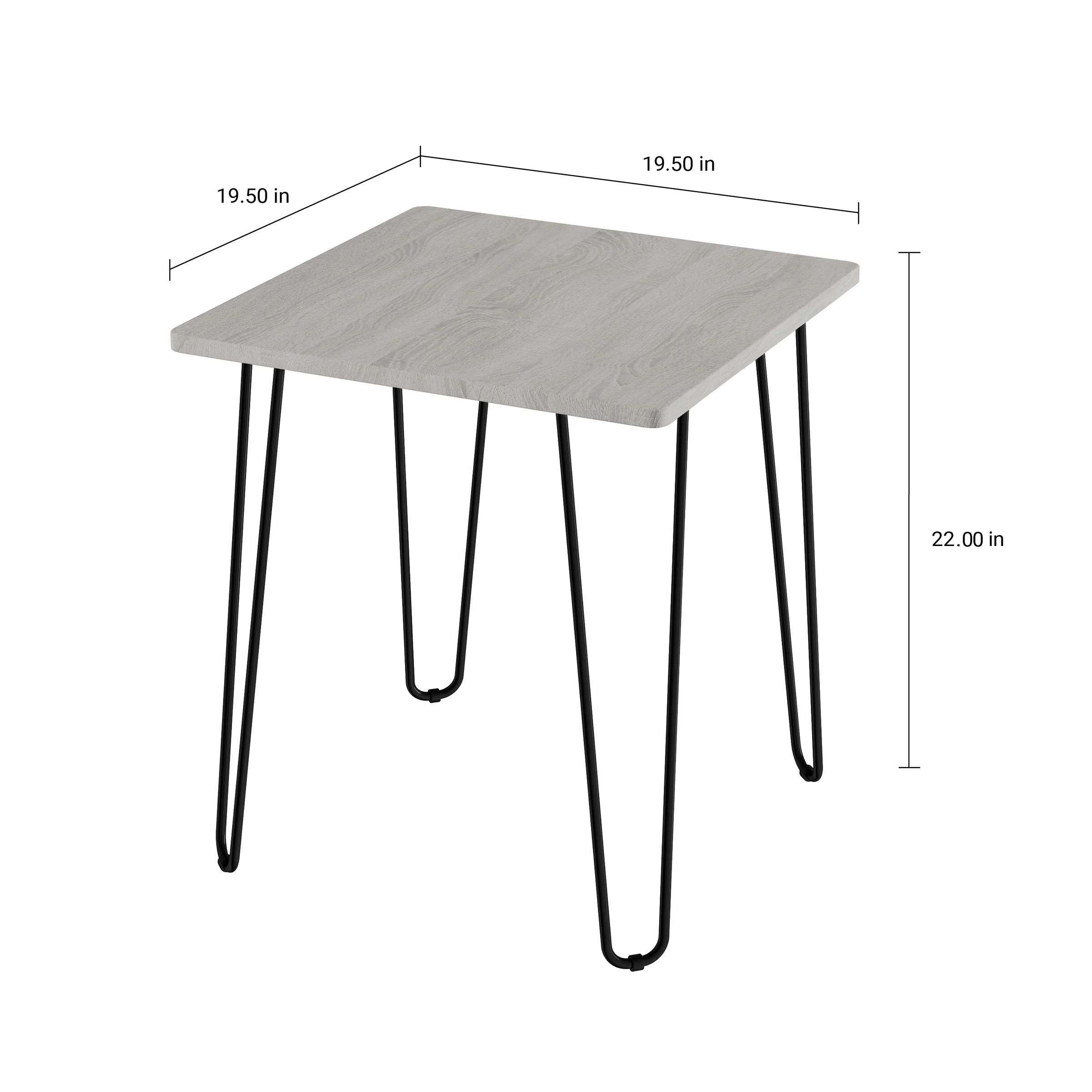 Lavish Home Modern End Table with Hairpin Legs and Woodgrain Finish (Gray)