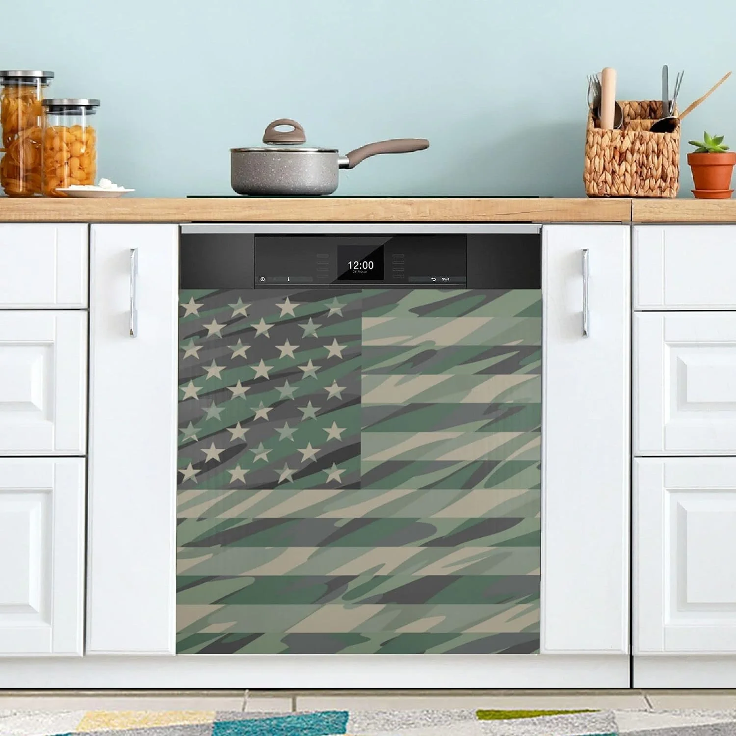 GZHJMY Dishwasher Magnet Cover Military Camouflage American Flag Front Dishwasher Cover Magnetic Home Cabinet Decals Appliances Stickers Refrigerator Decorative 23