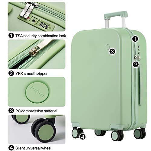 mixi Upgrade Carry on Luggage 14 Inch Underseat Personal Item Suitcases with Spinner Wheels, Hardside Rolling Suitcase PC with TSA Lock Lightweight Travel Case, Fine Grid Black