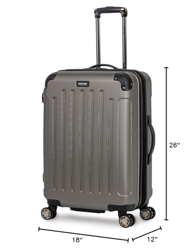 Kenneth Cole REACTION Renegade Luggage Expandable 8-Wheel Spinner Lightweight Hardside Suitcase, Navy Blue, 20-Inch Carry On