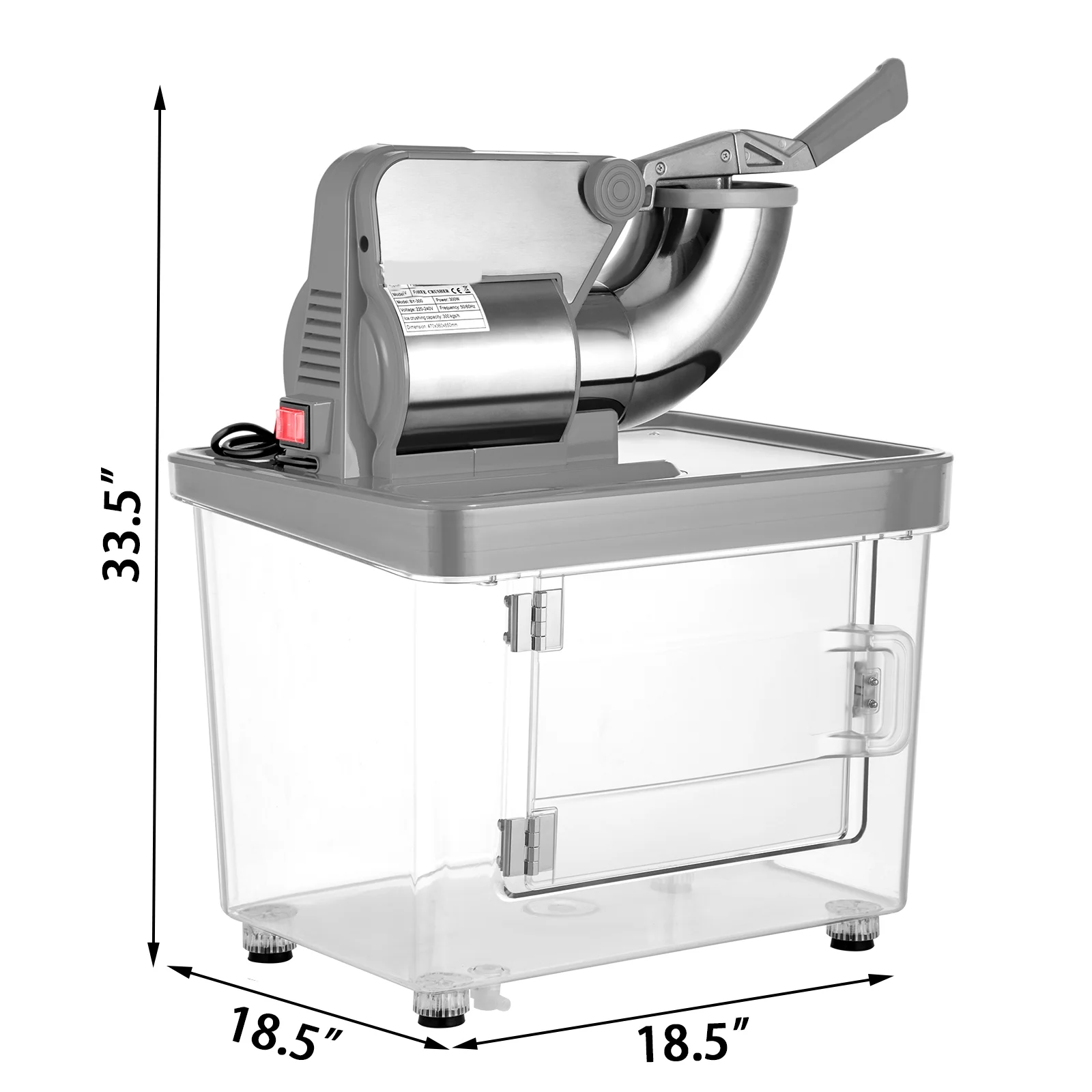 BENTISM Commercial Ice Crusher, Snow Cone Machine 180 kg/H Snow Cone Maker, Silver