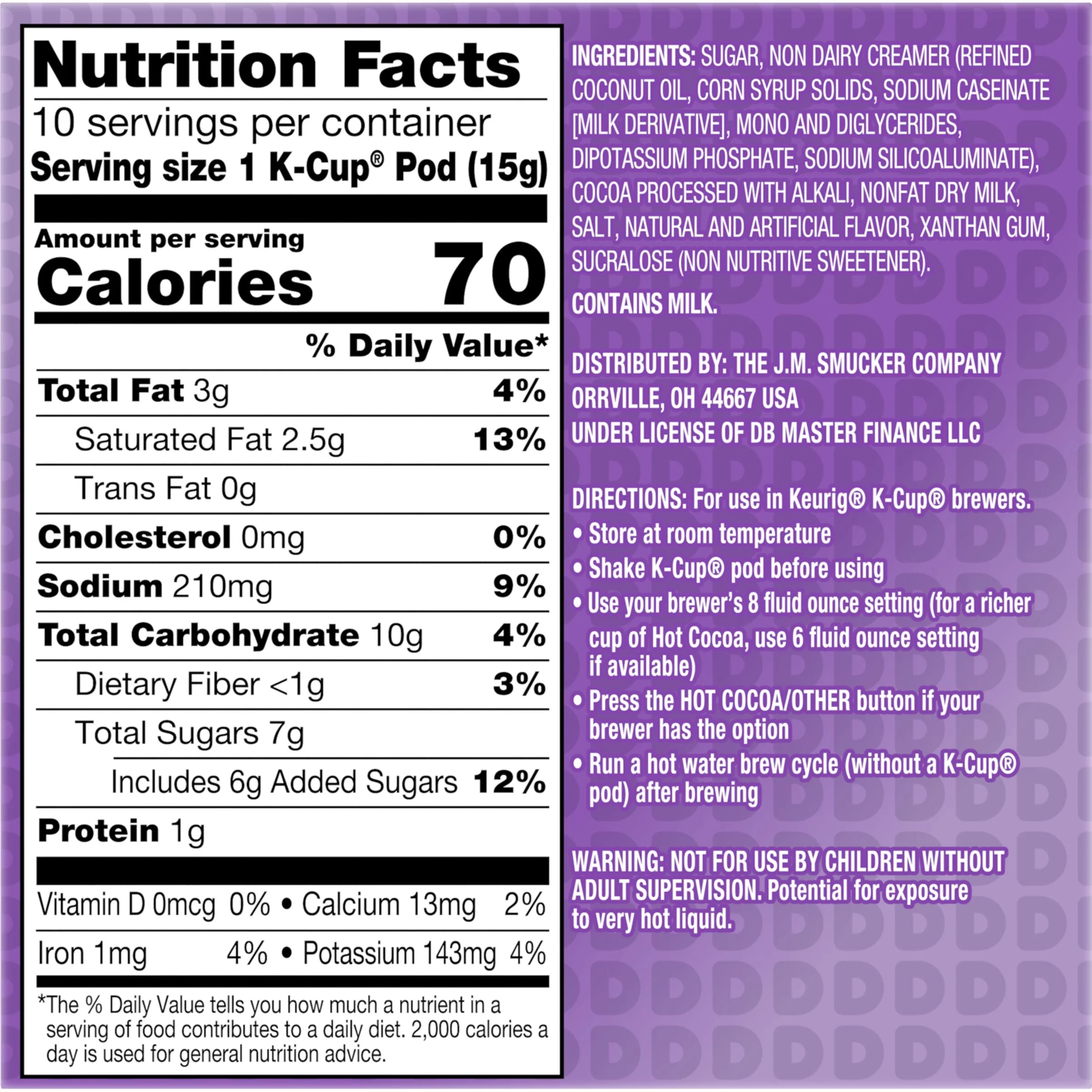 Dunkin' Milk Chocolate Hot Cocoa, 60 Keurig K-Cup Pods