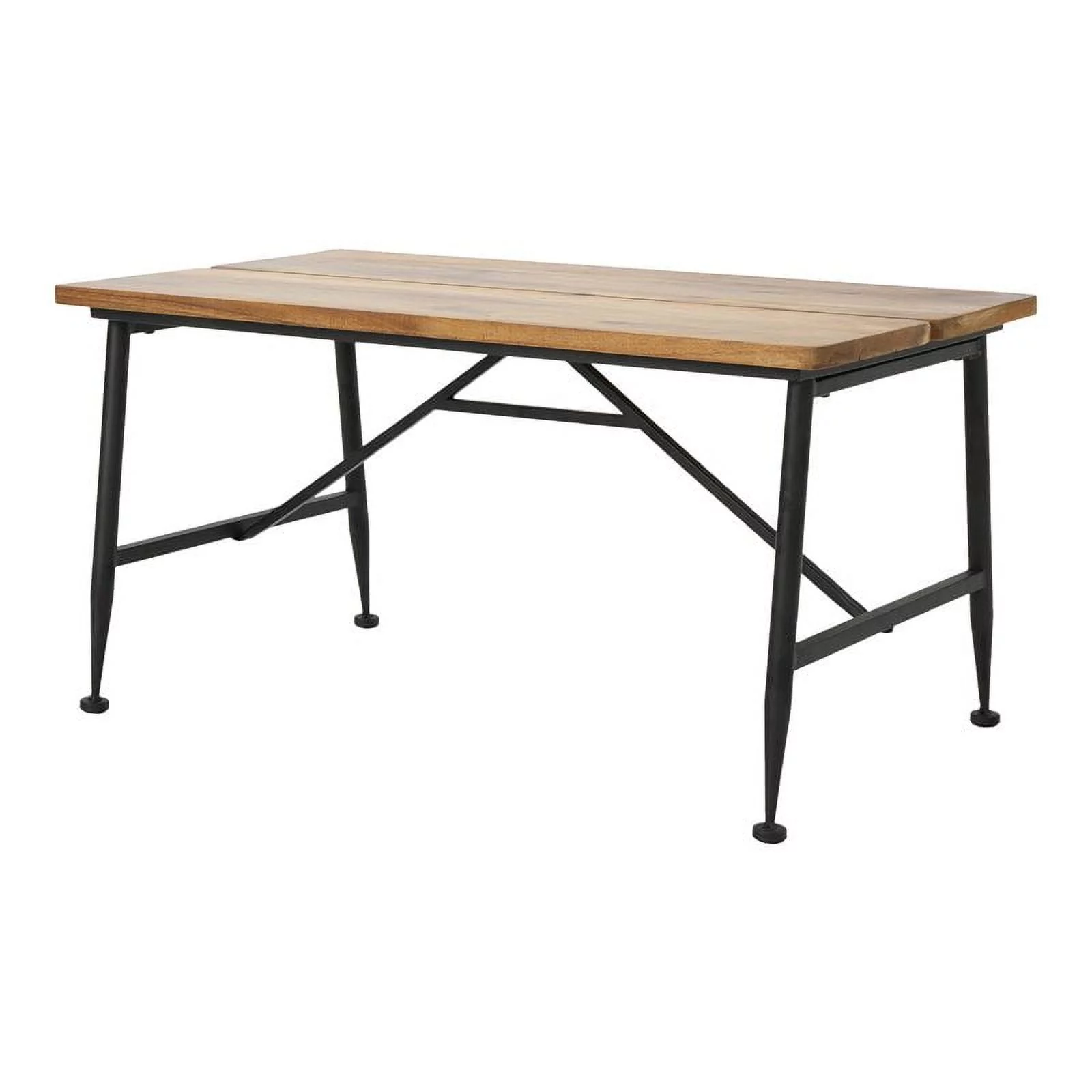 Noble House Eleanora Acacia Wood and Iron Coffee Table in Brown/Black