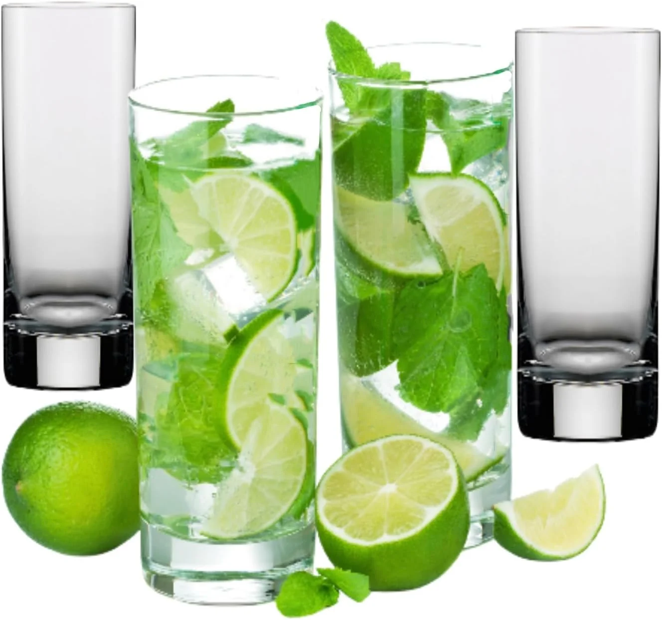ninesung Highball Glasses, Glass Cups, Glasses Drinking set for Juice,Wine,Beer, Beverages and Mixed Drinks, Water Glasses, Tom Collins Bar Glassware, Cocktail Glass Set,10.8 oz (Set of 4)