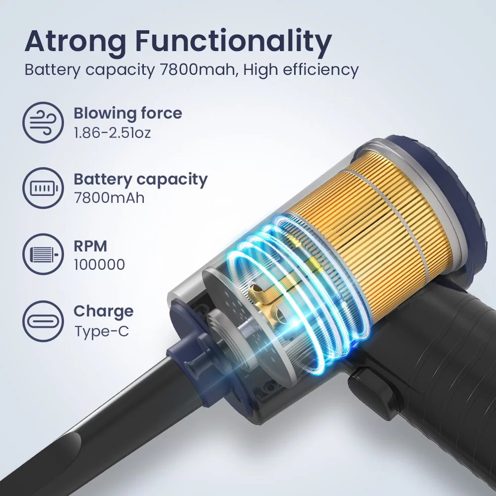 Compressed Air Duster, 100000RPM Electric Air Duster , Keyboard and Computer Cleaner, Replaces Compressed Air Cans