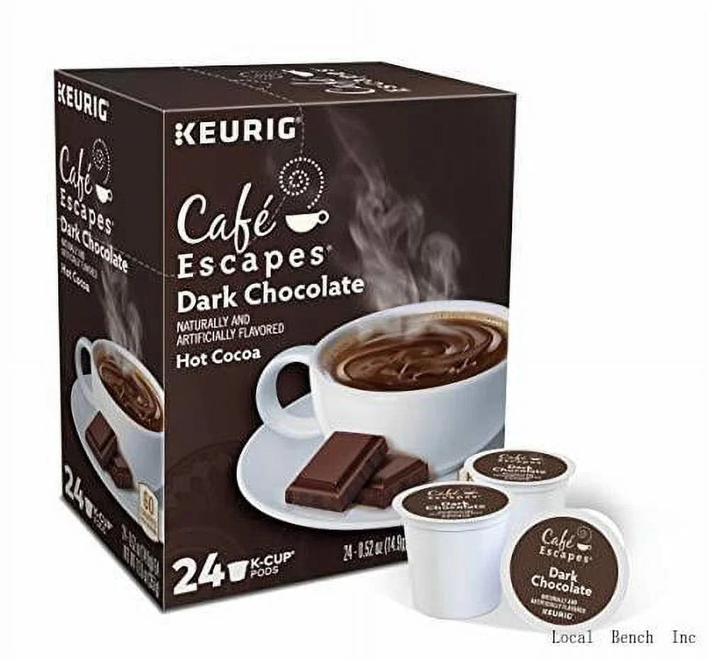 Cafe Escapes, Dark Chocolate Hot Cocoa, Single-Serve Keurig K-Cup Pods, 48 Count (2 Boxes Of 24 Pods)
