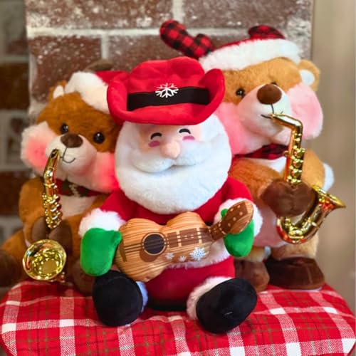 Cuddle Barn - Cowboy Kringle | Animated Musical Singing Christmas Western Santa Soft Plush Toy, 12 inches