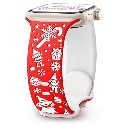 Christmas Gifts Compatible with Christmas Apple Watch Bands for Women 42mm(Series 11/10) 41mm 40mm 38mm, Adjustable Soft Silicone Santa Claus for Apple Watch SE Band Series 11 10 9 8 7 6 5 4 3 2 1