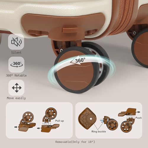 Joyway Carry On Luggage 20 Inch Expandable Suitcase with Spinner Wheel, 4 Piece Hard Shell Luggage Set with TSA Lock(White brown)