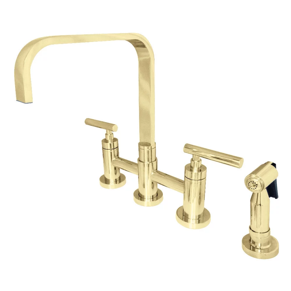Kingston Brass  Manhattan 2-Handle Kitchen Faucet with Brass Side Sprayer, Polished Chrome