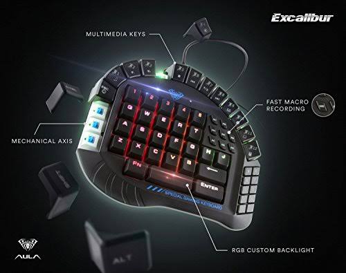 Aula Excalibur Master One-Hand Gaming Keyboard Removable Hand Rest RGB Backlight Mechanical