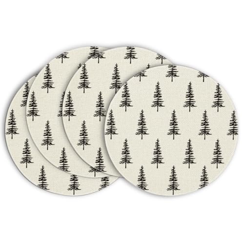 Artoid Mode Green Xmas Pine Christmas Placemats Set of 4, 12x18 Inch Seasonal Christmas Table Mats for Party Kitchen Dining Decoration