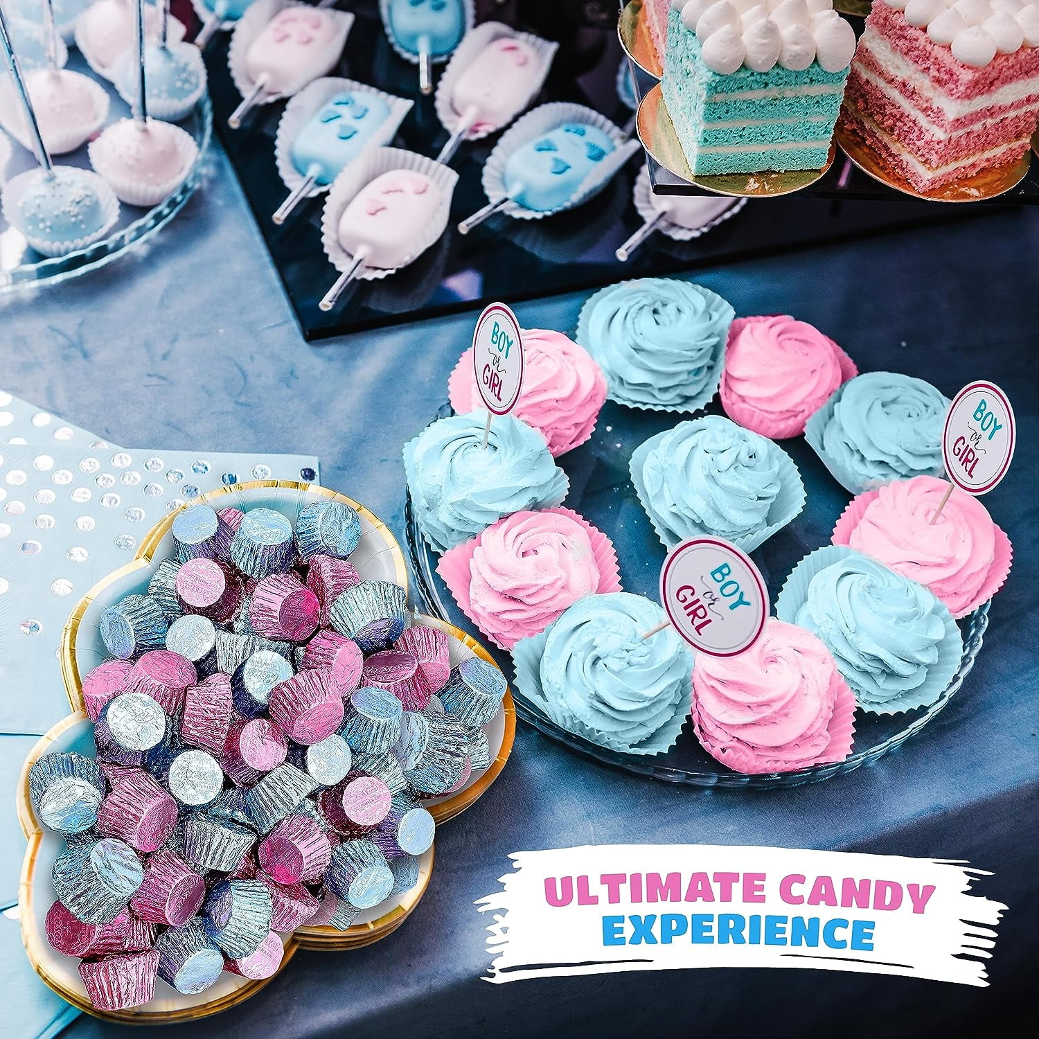 REESE'S Peanut Butter Cups Miniatures, Light Blue & Pink Candy Mix, 2 pound bag