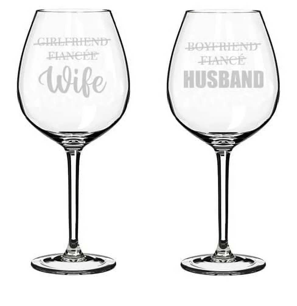 Set of 2 Wine Glass Goblet Gift Girlfriend Fiancee Wife Boyfriend Fiance Husband Husband And Wife Wedding For Couple Bride And Groom (20 oz Jumbo)