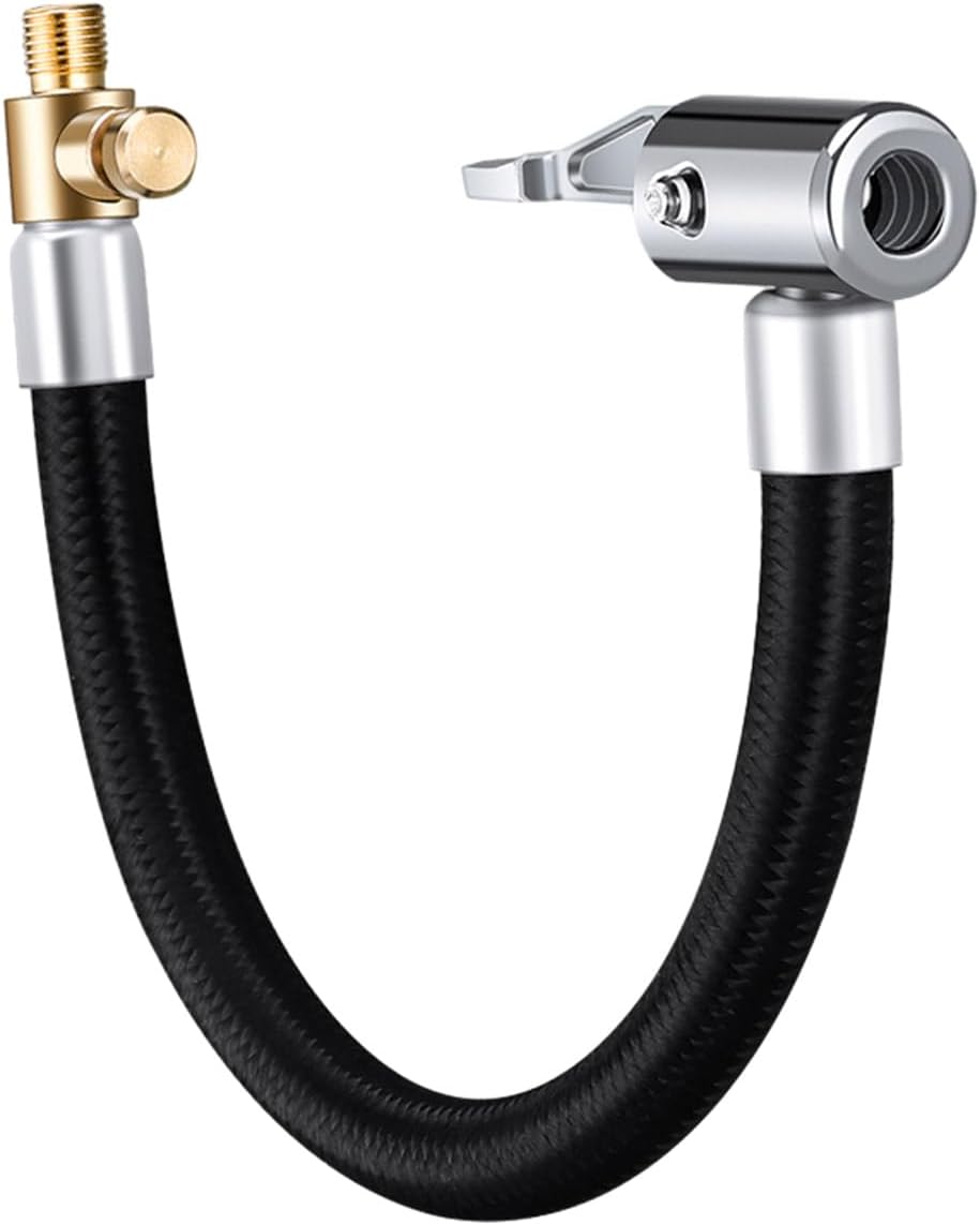 Car Tire Inflator Hose Adapter, Lock On Air Chuck with 7.9'' Hose and Standard Tire Valve Thread, Tire Inflator Extension Tube for Twist On Convert to Lock On Connection (7.9'')