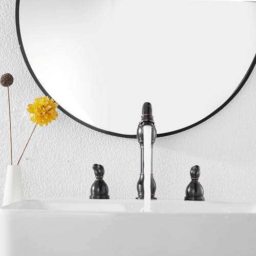 GGStudy 360° Swivel Antique Brass Bathroom Vessel Sink Faucet Single Handle One Hole Matching with Pop Up Drain