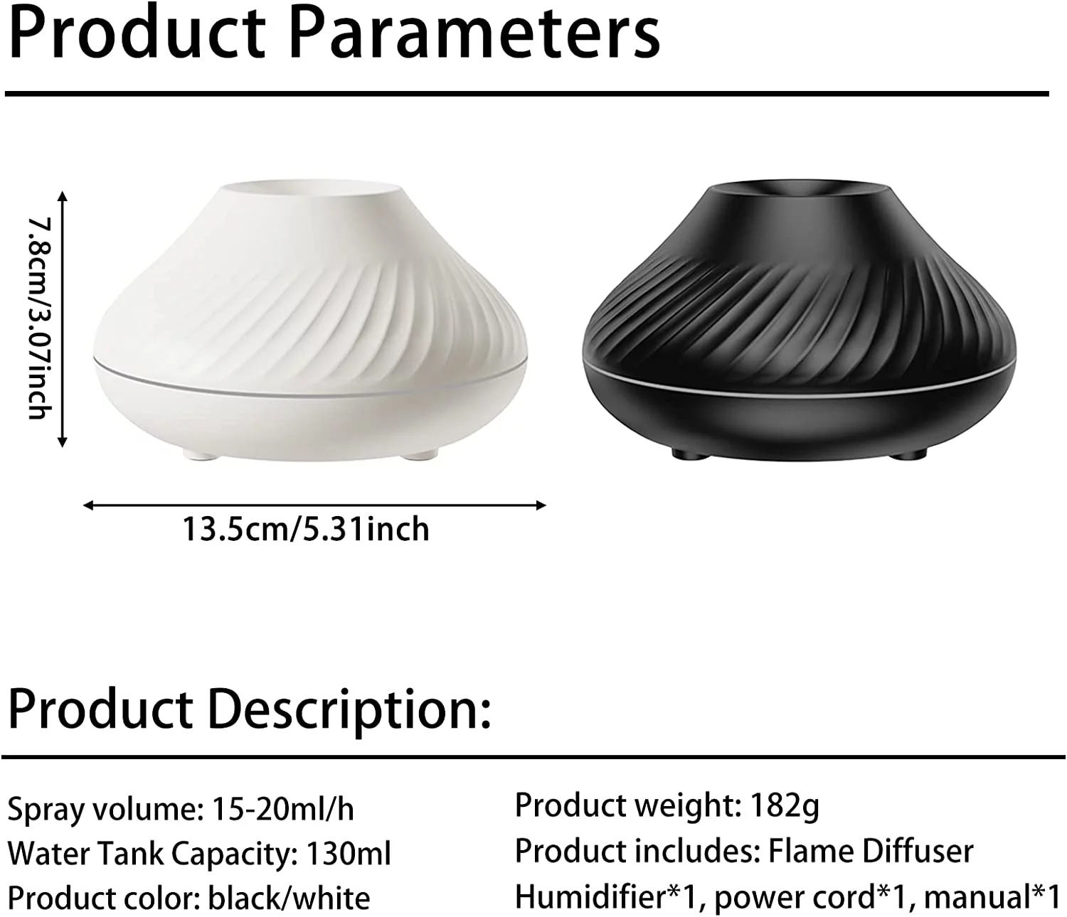 TAZEMAT Flame Diffuser Humidifier 7 Flame Color Noiseless Aroma Diffuser Cool Mist Diffuser with Waterless Auto Shut-Off Protection for Home, Bedroom, Yoga, Office