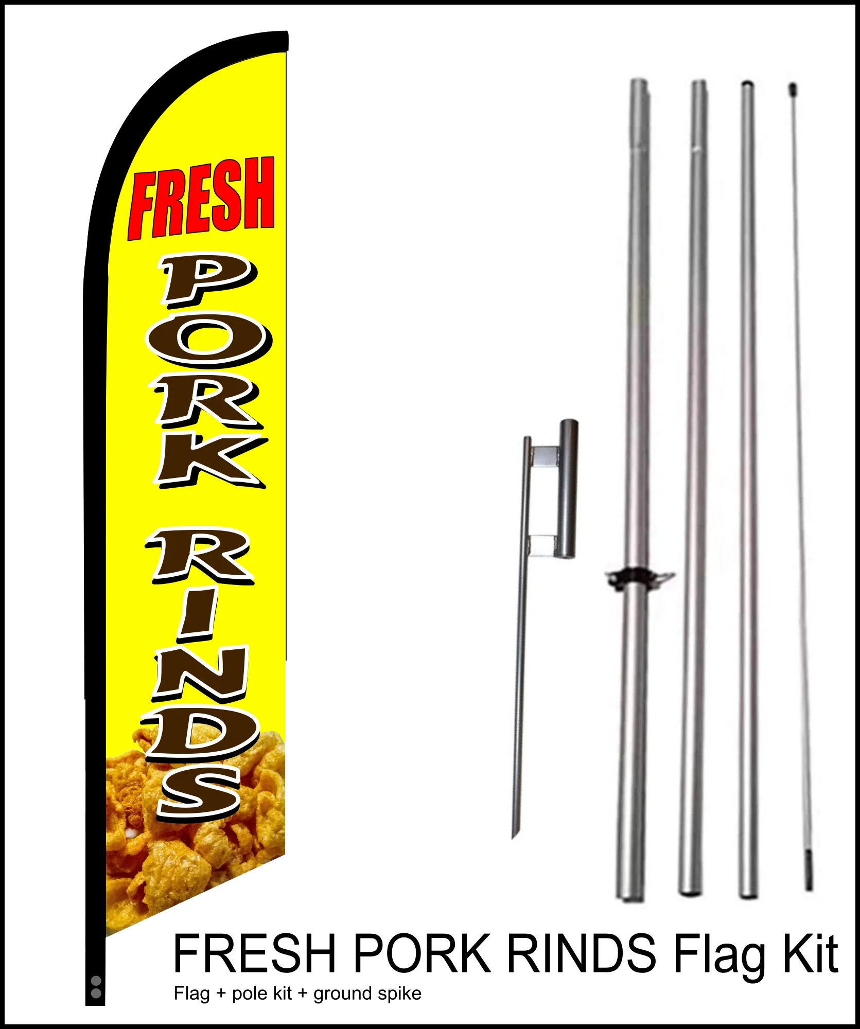 Fresh Pork Rinds Swooper Flag Kit 15 ft Tall - by flagsandsigns