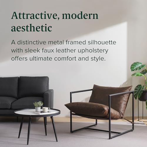 ZINUS Aidan Sling Accent Chair, Metal Framed Armchair with Shredded Foam Cushioning, Black