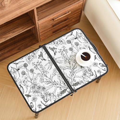 Toile de Jouy-Inspired Camping Table, Vintage French Floral Pattern Folding Table, Adjustable Height, Lightweight & Portable Outdoor Picnic Table with Carry Handle for Patio, Living Room, Travel