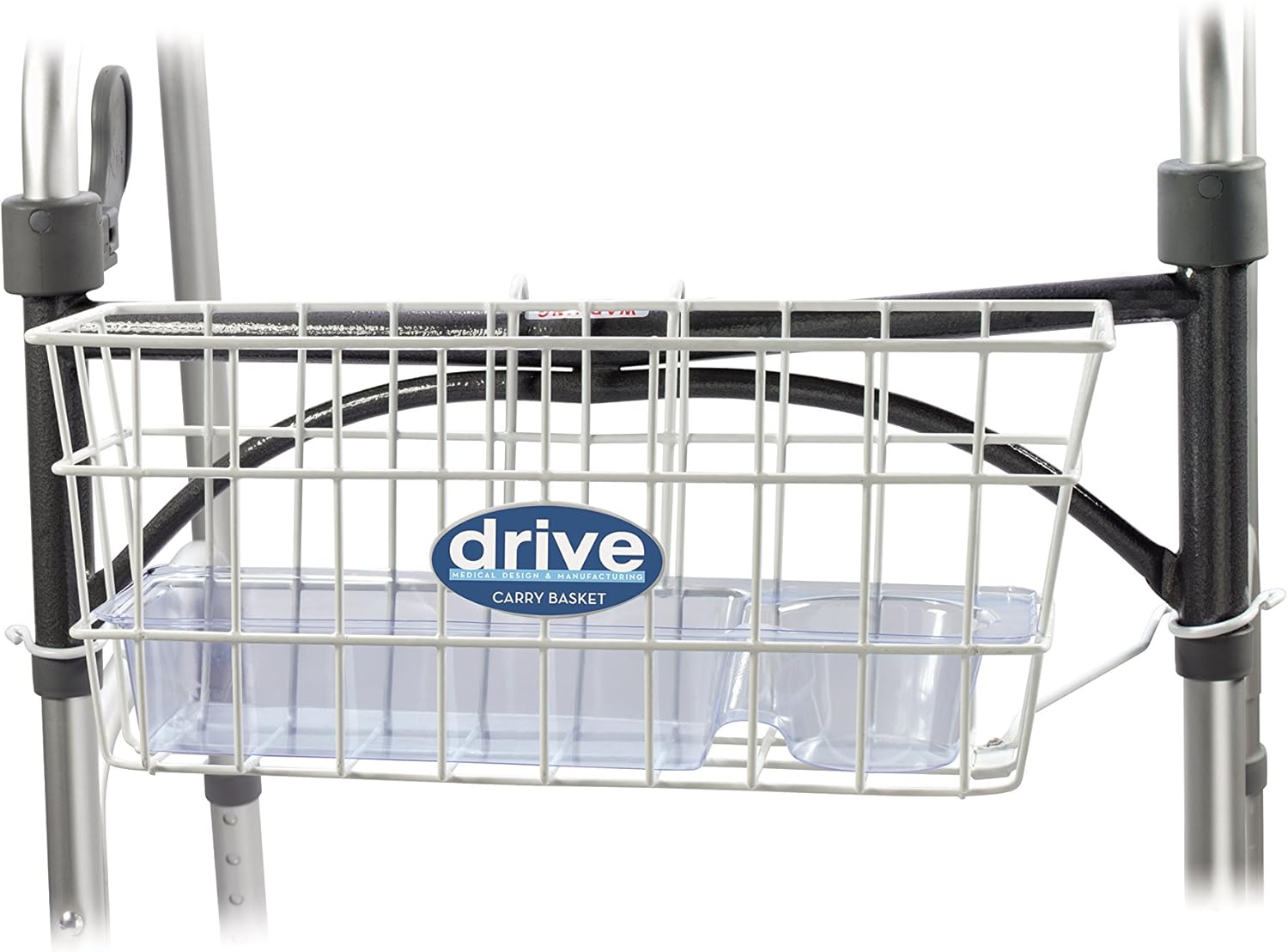 Drive Medical 10200B Walker Basket with Plastic Cup Holder, White