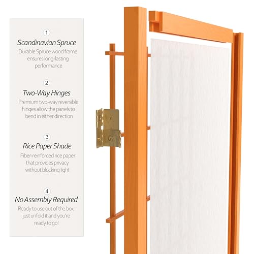 Red Lantern 7 ft. Tall Window Pane Shoji Screen-White-3 Panels Room Divider