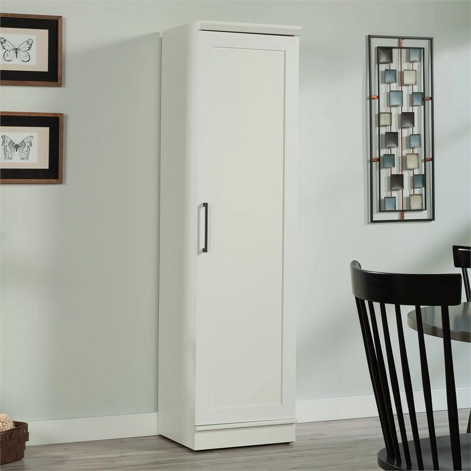 Pemberly Row Transitional Engineered Wood Single Door Pantry in White