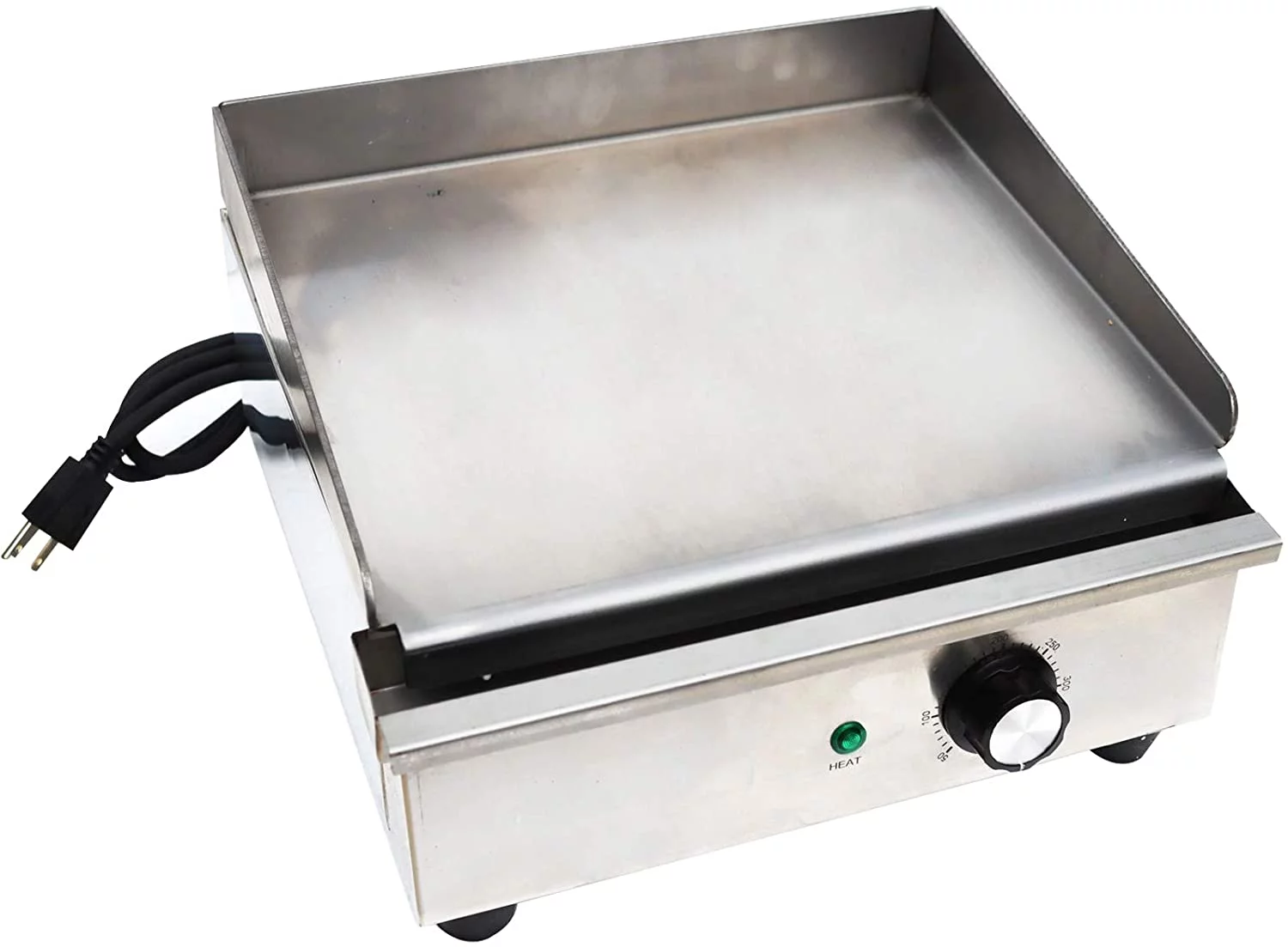 INTBUYING Electric Countertop Griddle Commercial Adjustable Temperature Control Restaurant Cooking Flat Grill Stainless Steel 110V