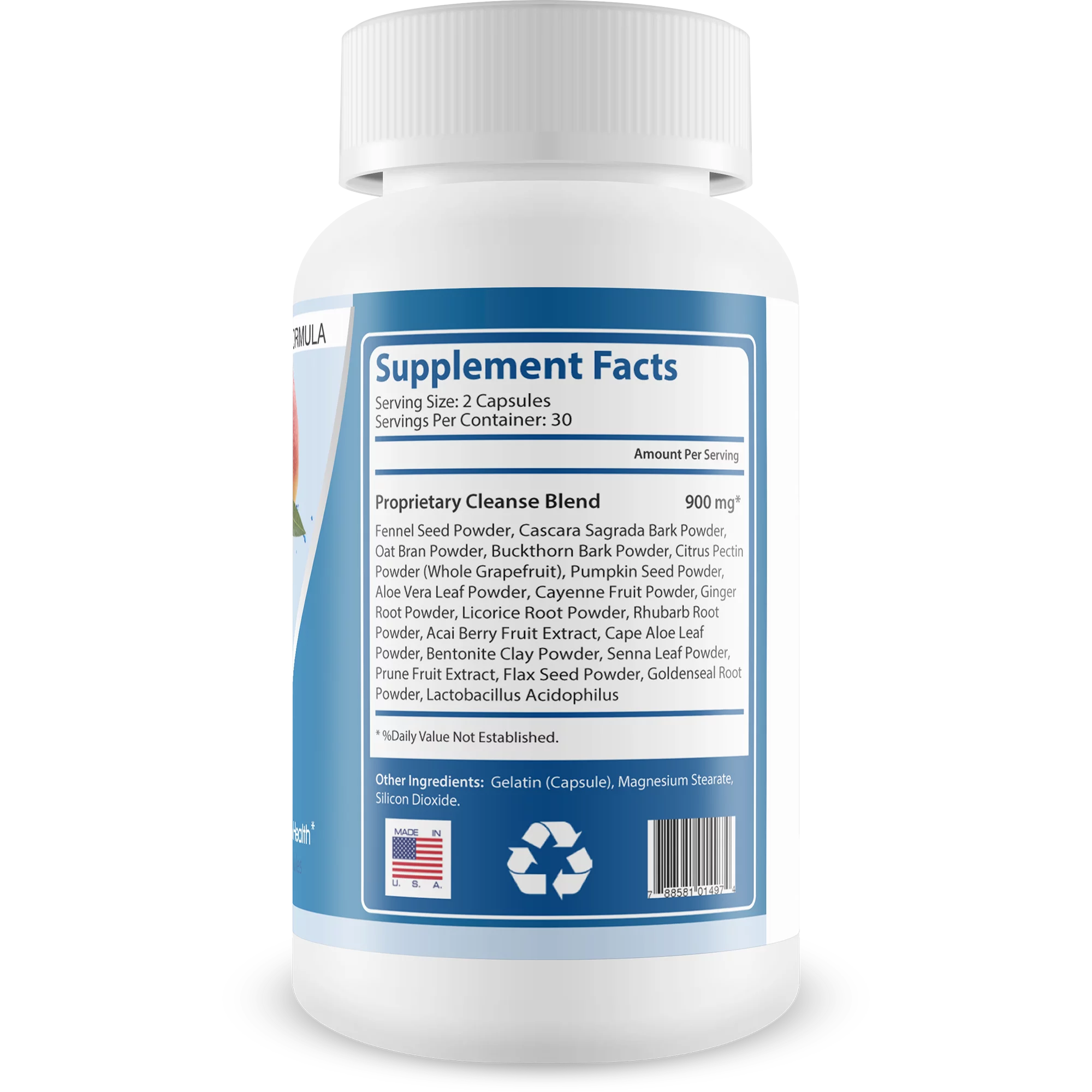 Peak Cleanse - Flush Excess Waste And Toxins - Increase Nutrient Absorption - Promote Weight Loss - 100% Natural Ingredients - 60 Capsules