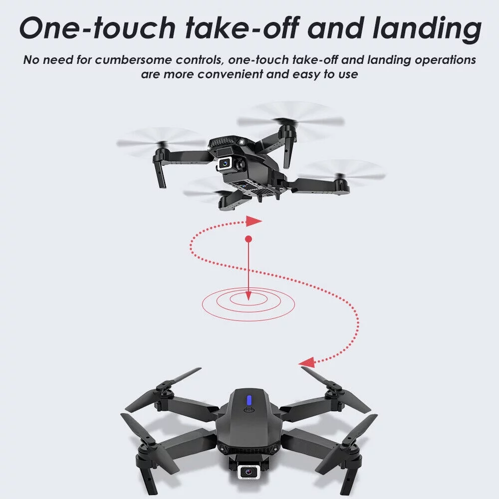 Jahy2Tech E88 Pro RC Drone with 4K HD Dual Camera - WiFi FPV Quadcopter - 4 Batteries Included - Long Flight Time & Multi-Functional