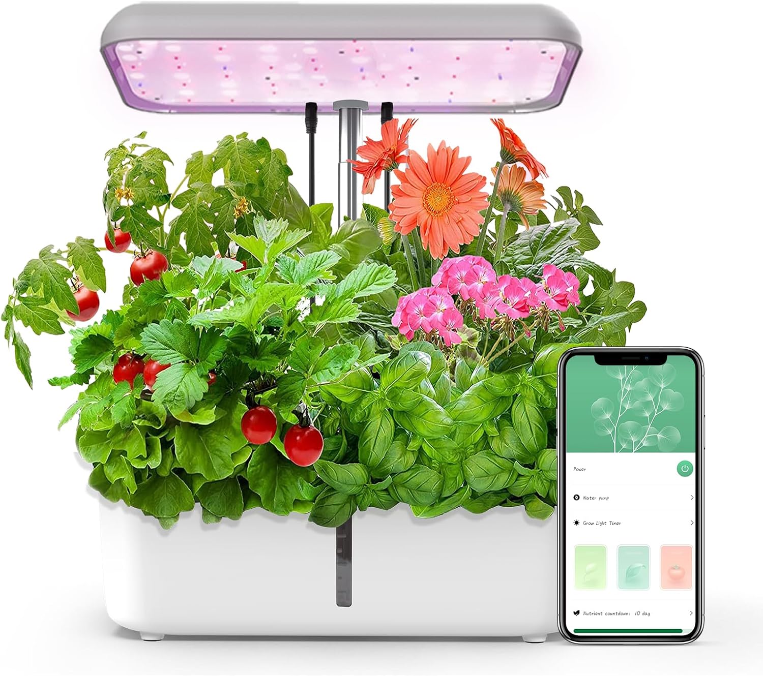 YIFAN Hydroponics Growing System Indoor Garden, 14 Pods Plants Germination Kit with Grow Light, WiFi Controlled, 5L Water Tank, Automatic Timer, Height Adjustable, Gardening Gifts for Women