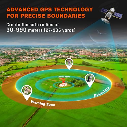 Homrich 2 in 1 GPS Wireless Dog Fence and Training Collar, IPX7 Waterproof Pet Containment and Behavior Training Fence Dog Collar for Medium to Large Dogs (Upgraded M10 Chip)