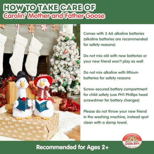 Cuddle Barn - Carolin' Mother Goose | Animated Musical Singing Christmas Caroling Soft Plush Toy, 14 inches