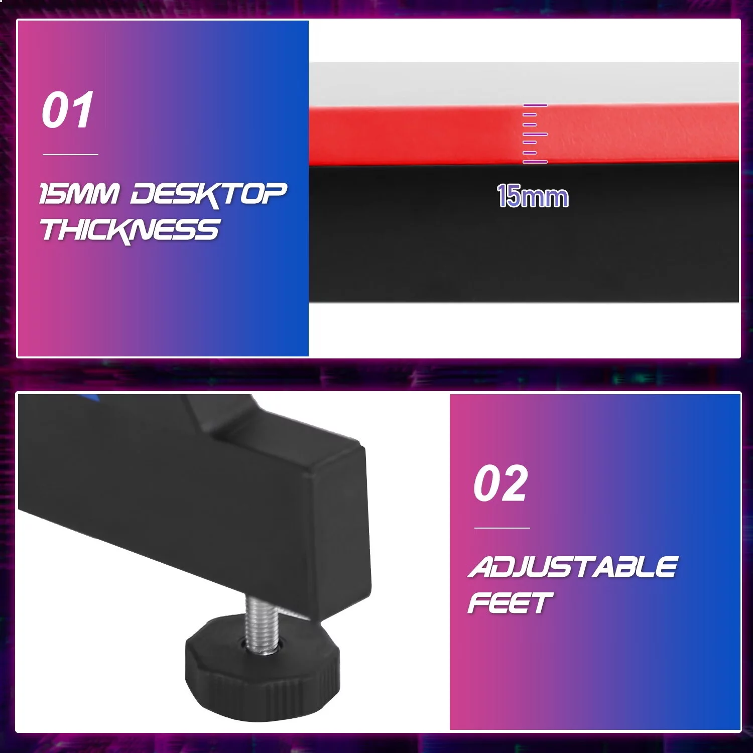 YRLLENSDAN Gaming Desk Z Shaped 48 inch Gaming Workstation Ergonomic Gaming Table PC Computer Desk with Headphone Hook, Red