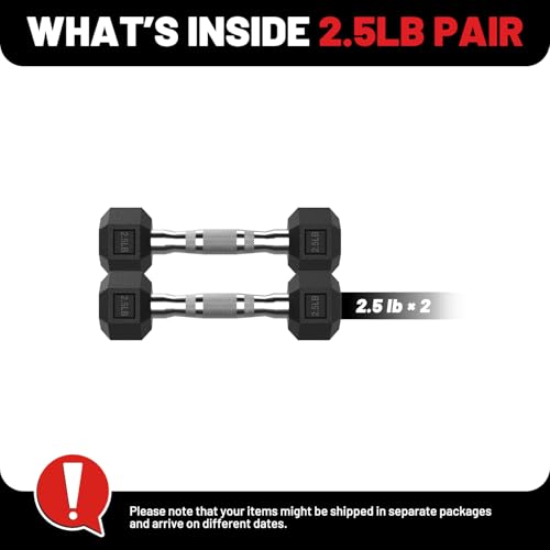 PAPABABE HEX Dumbbell Set 2.5-125lb, Rubber Encased Home Gym Dumbbells, Exercise & Fitness Weights Dumbbells for Women & Men, Hand Weight for Strength Training