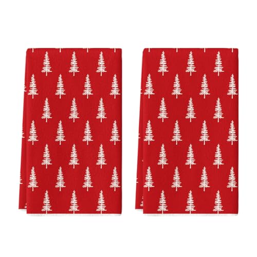 Artoid Mode Beige Xmas Tree Christmas Kitchen Towels Dish Towels, 18x26 Inch Holiday Winter Decoration Hand Towels Set of 2