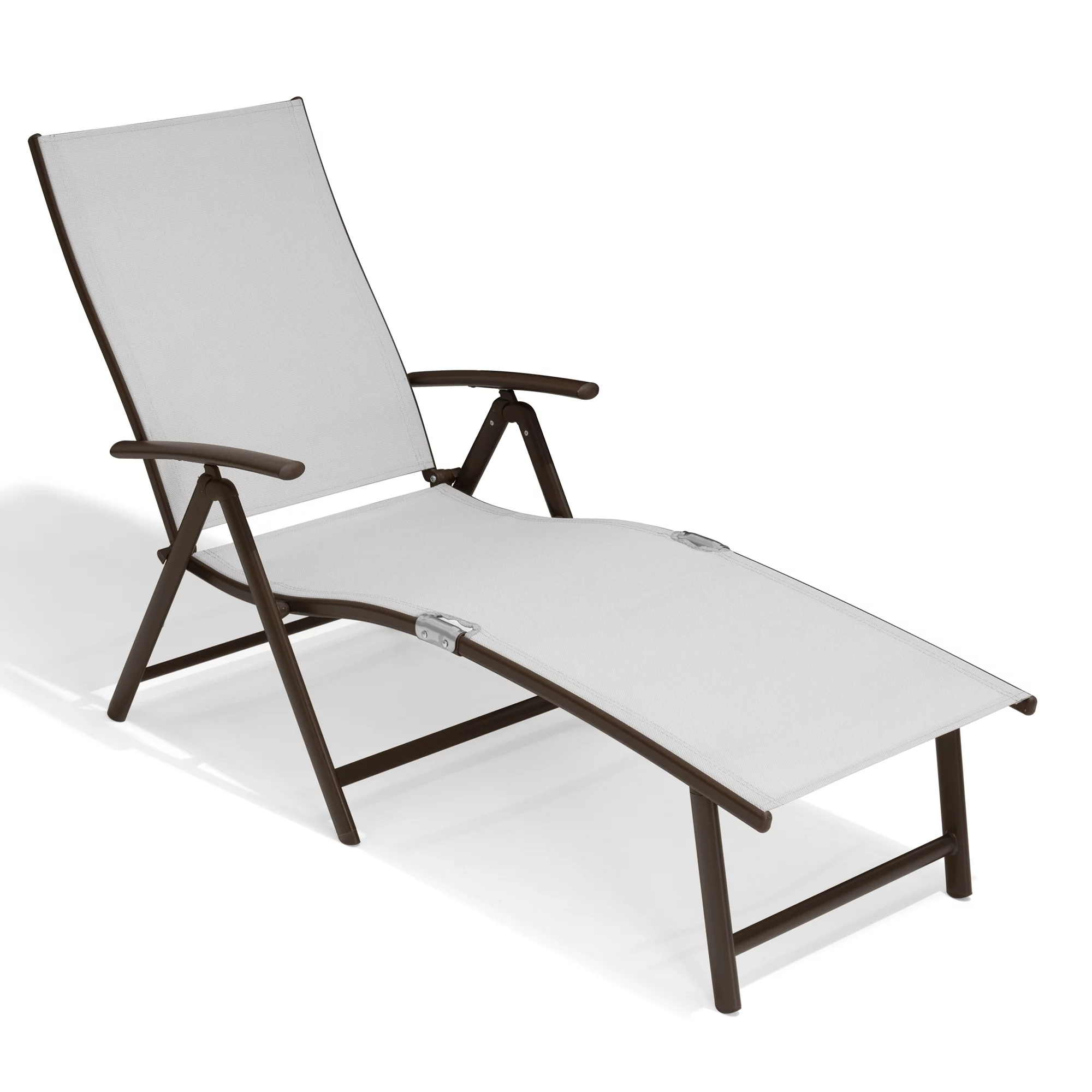 Pellebant Outdoor Chaise Lounge Aluminum Patio Folding Chair,Light Gray