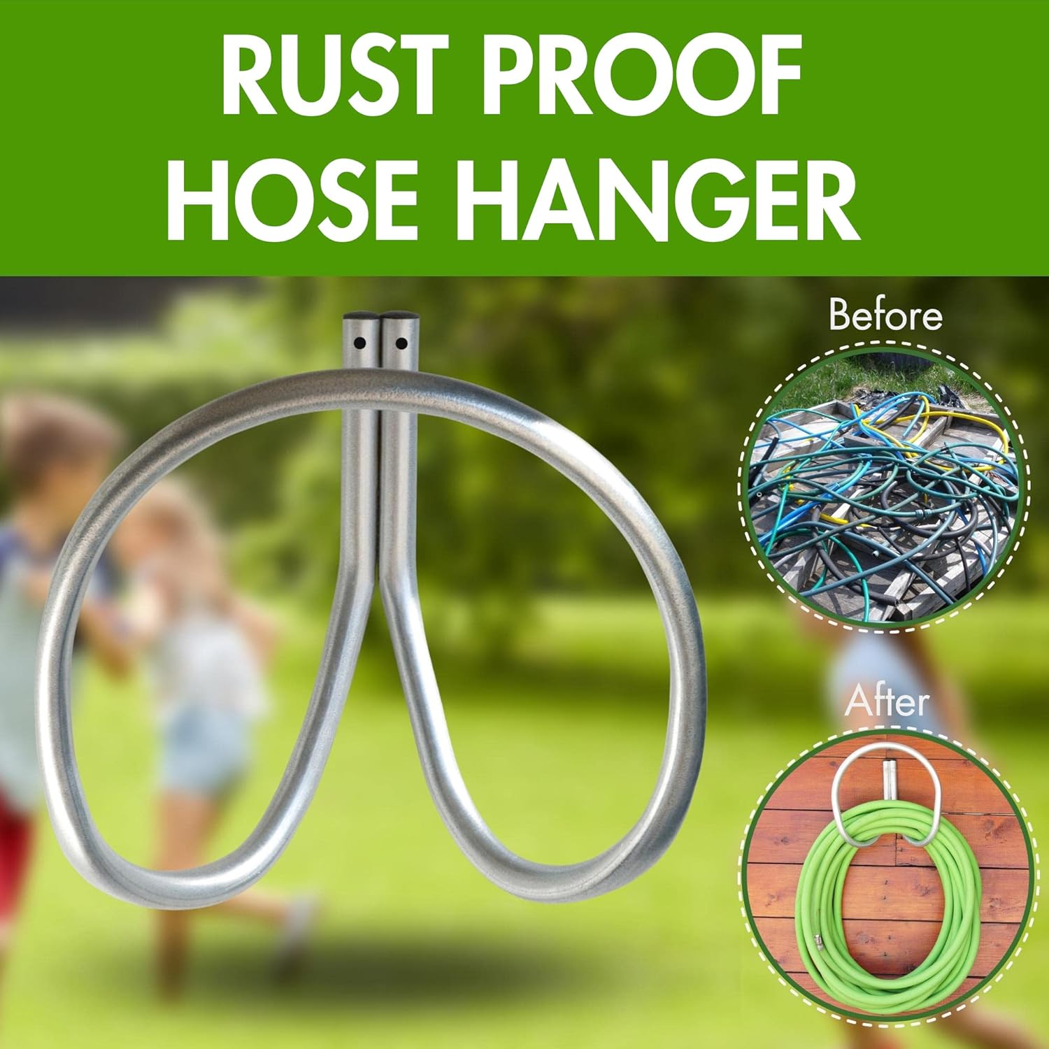 Yard Butler Garden Hose Holder - Wall Mounted Water Hose Holder up to 100 ft - Rust Proof, Galvanized, Water Hose Holder for the Outside, Heavy Duty Storage