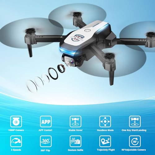 Drone with Camera 1080P FPV Foldable Drone for Beginners, Mini Drone with Altitude Hold, One Key Take Off/Land, Trajectory Flight, 3D Flip, 3 Speeds, Gravity Control,Toys for Boys Girls X61