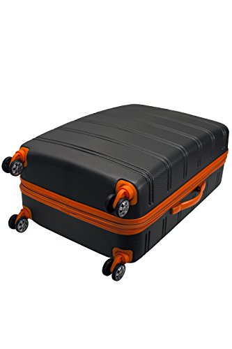 Rockland Melbourne Hardside Expandable Luggage with Spinner Wheels, Blue, Checked Large 28