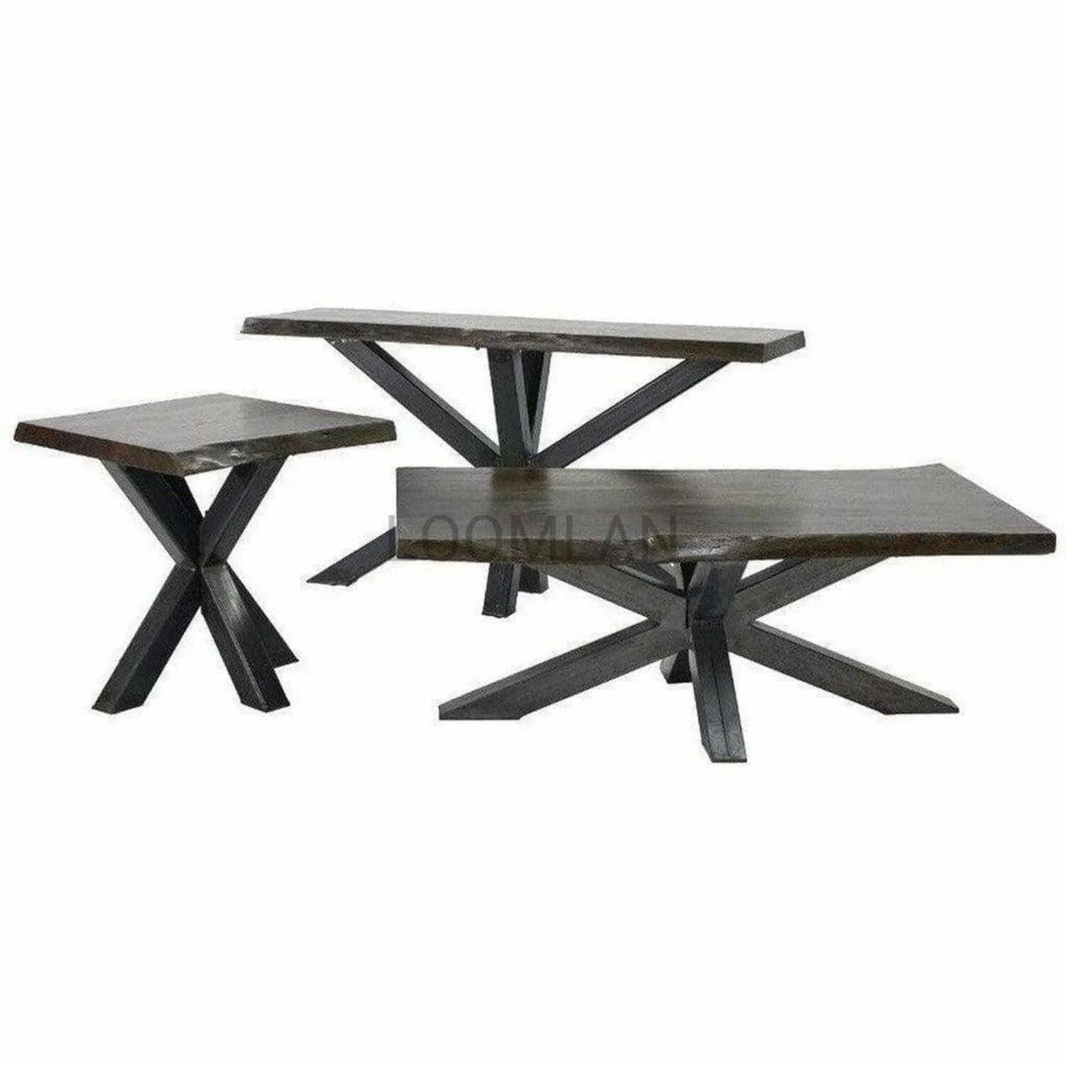 24 Natural Wood Live Edge Black Square End Side Table