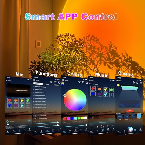 Sunset Lamp Projector with APP and Button Control, Multicolor Changing Projection Light Sunlight Lamp for Bedroom, Photography, Party, Tiktok Live, Room Decor