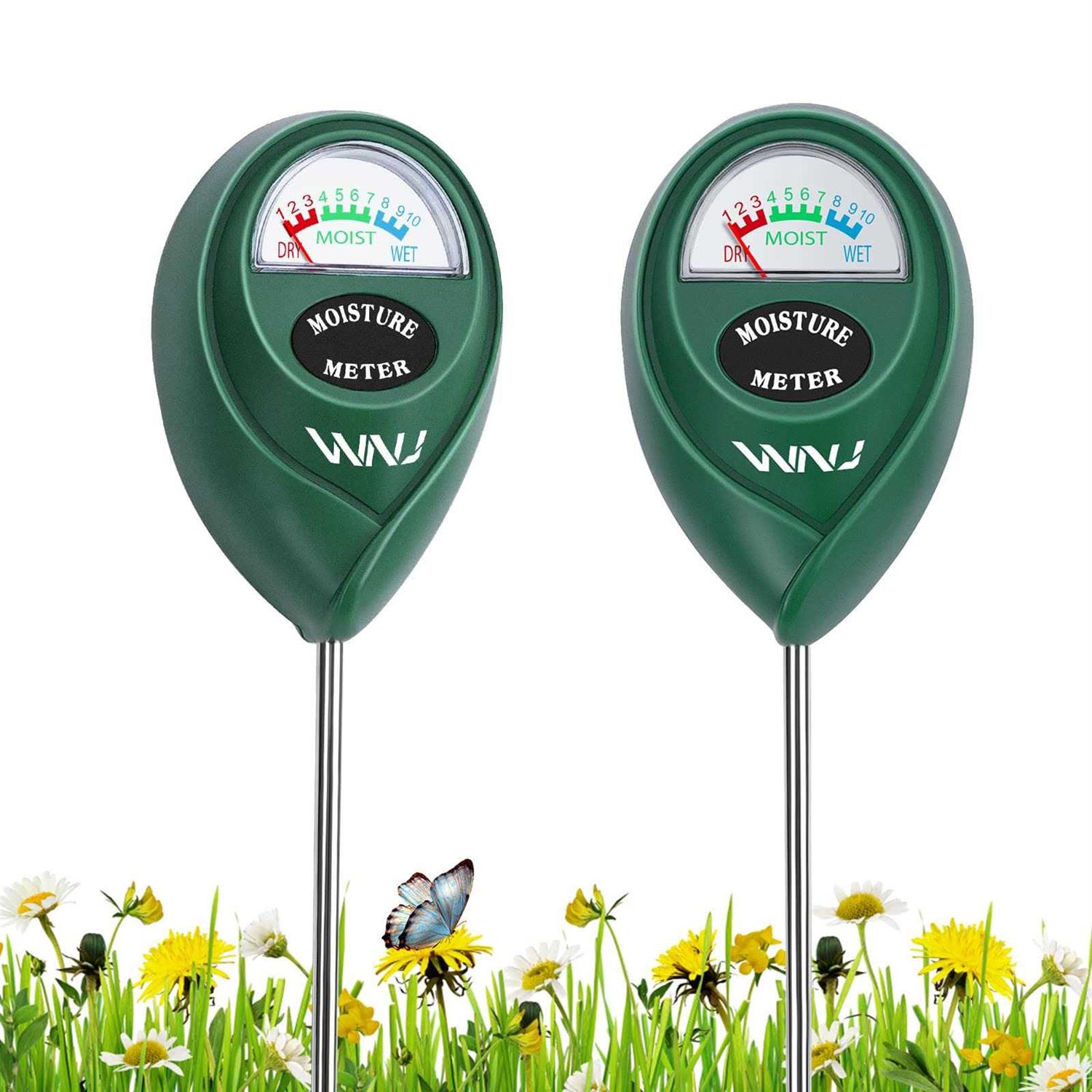 WNJ 2 Pack Soil Moisture Meter, Plant Water Monitor, Lawn Moisture Meter Soil Hygrometer Sensor for Gardening, Farming, Indoor and Outdoor Plants