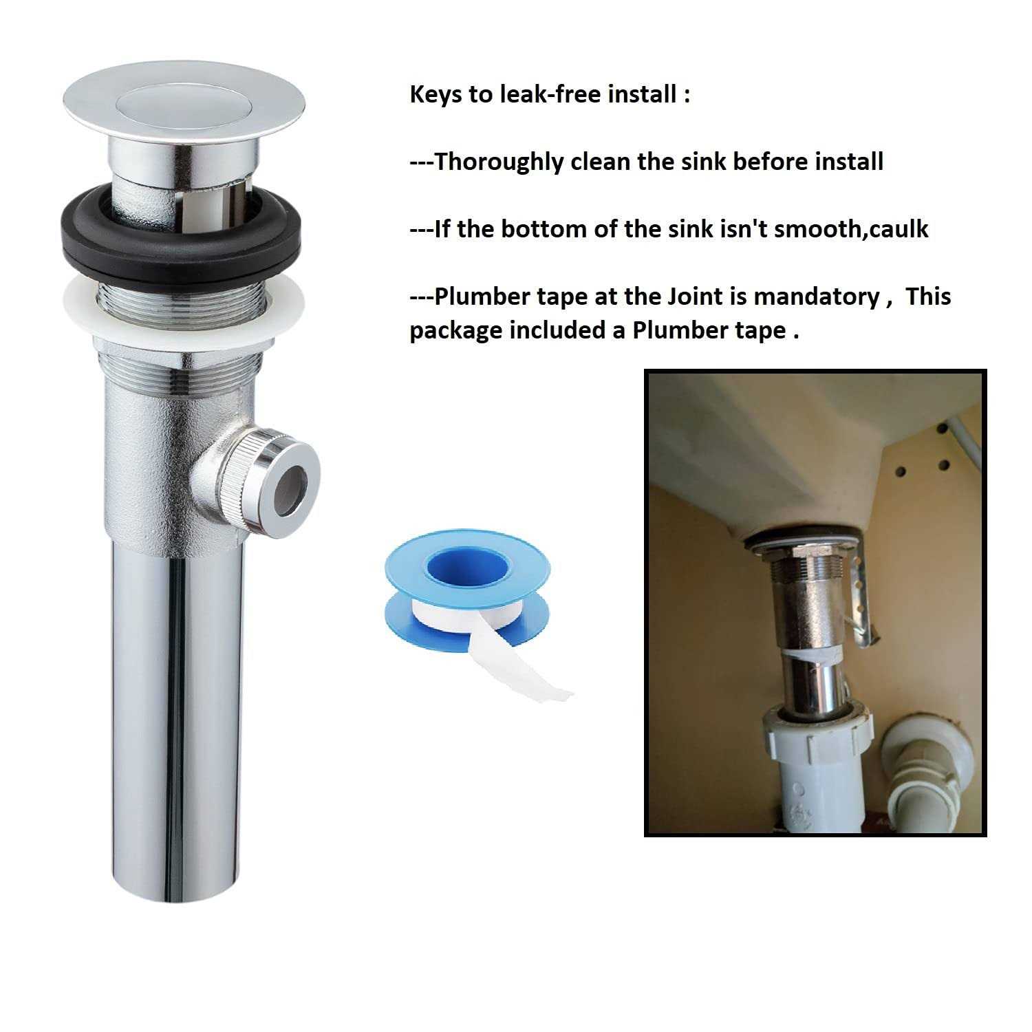 Artiwell Sink Pop-Up Drain Stopper Assembly with Lift Rod and Overflow - Shop Hardware Tools Online Store