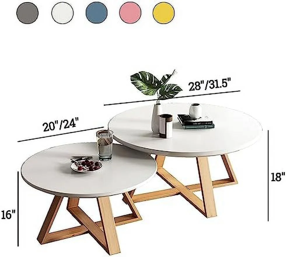 KHBIULIFE Solid Wood Coffee Table Modern Round Coffee Table for Living Room Wooden Farmhouse Coffee Table Side Table Small Center Table End Table(Diameter 28''  White)