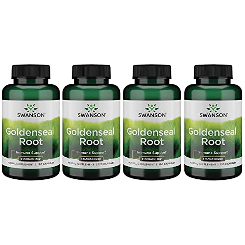 Swanson Goldenseal Root - Herbal Supplement Promoting Immune Support and Overall Wellness - Features Goldenseal Root Extract Standardized to Minimum 5% Total Alkaloids - (120 Capsules, 125mg Each)