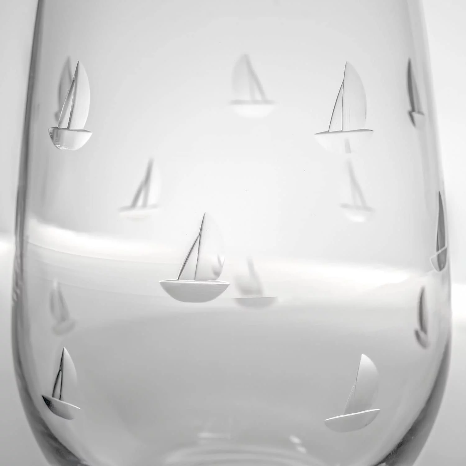 Sailing Stemless Wine 17 Ounce | Stemless Wine Glasses Set Of 4 | Lead-Free Crystal Glass | Etched Glasses | Proudly Made In The