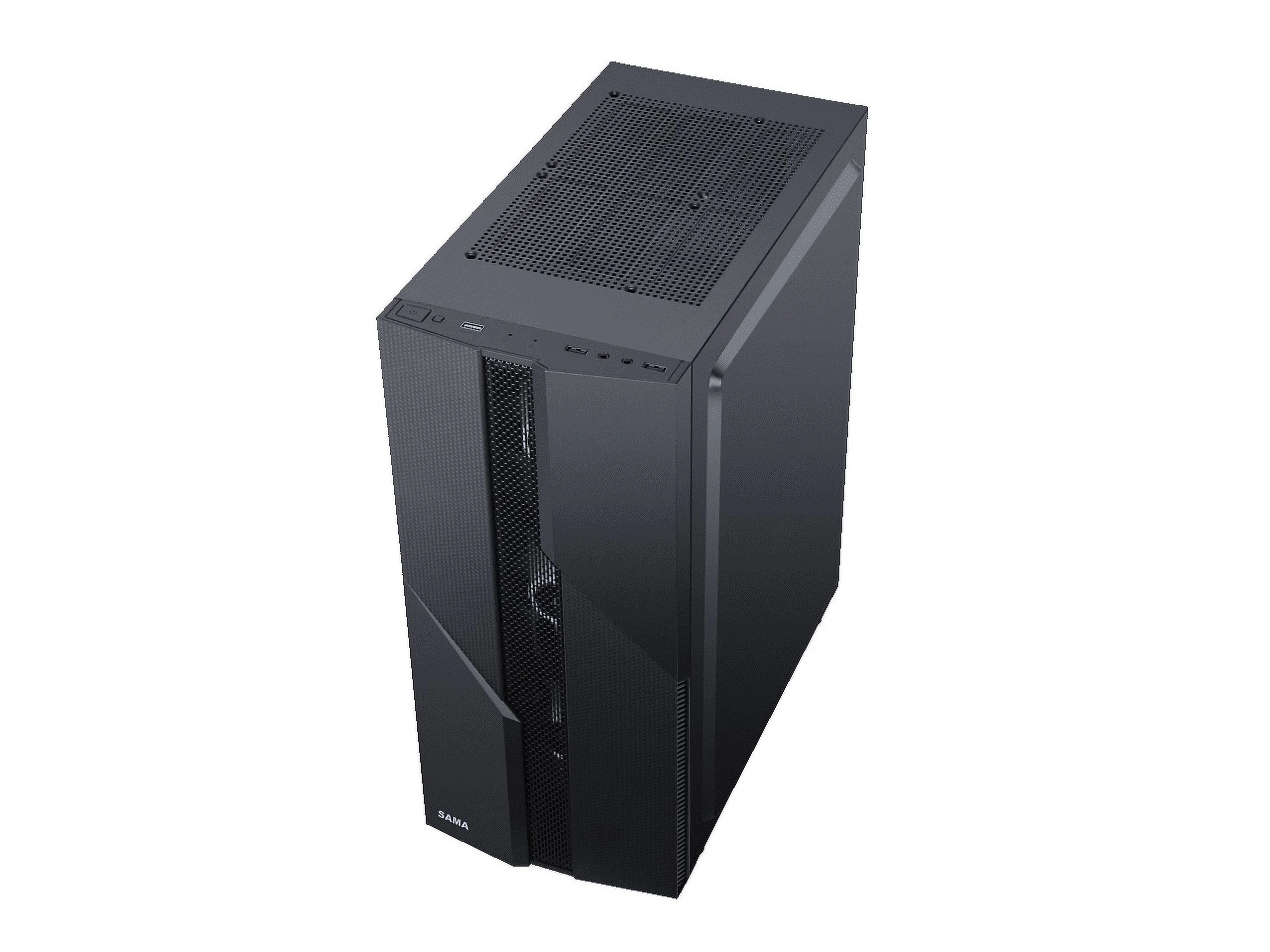 SAMA Sama-M2-TG Black USB3.0 Steel/ Tempered Glass ATX Mid Tower Gaming Computer Case w/Tempered Glass Panel and 4 x 120mm Autoflow Rainbow LED Fans (Pre-Installed)